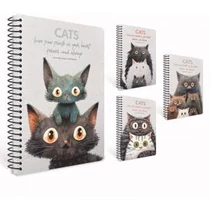 Spirálfüzet GIPTA Cats A/4 karton borítással 80 lapos kockás 7620