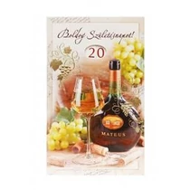 Képeslap 6 ARGUS 15-6567 Születésnap férfi. Mateus bor pohárral, tekerős.