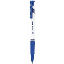 Golyóstoll, 0,7 mm, nyomógombos, DELI "Think RT Grip", kék