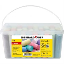 Aszfaltkréta készlet 50db-os henger alakú, műanyag vödörben (fehér, sárga, zöld, piros, bézs, lila, kék, pink)