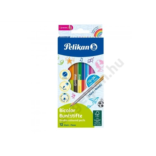Színes ceruza / 12 db Bicolor, 12 ceruzában 24 szín