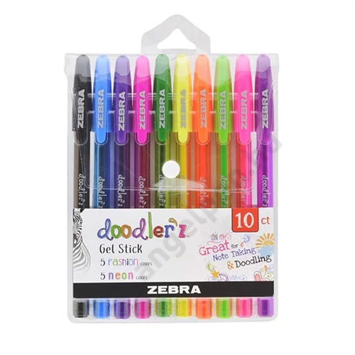 Zseléstoll Doodler'z 1,0mm neon és fashion 10db-os szett ZEBRA12klt/doboz