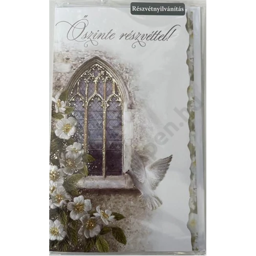 Képeslap 6 ARGUS 14-624 Őszinte részvéttel! templomablak galambbal