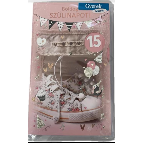 Képeslap 7 ARGUS 17-6041 Szülinap lányos cipő és füles tekerős