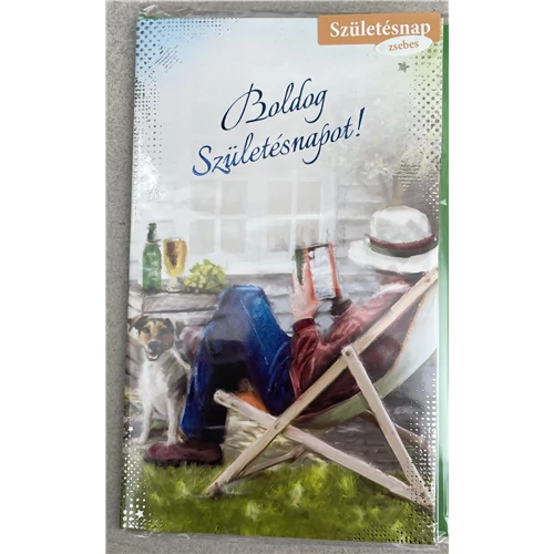 Képeslap 7 ARGUS 15-6414 Szülinap férfi székben ülő férfi zsebes