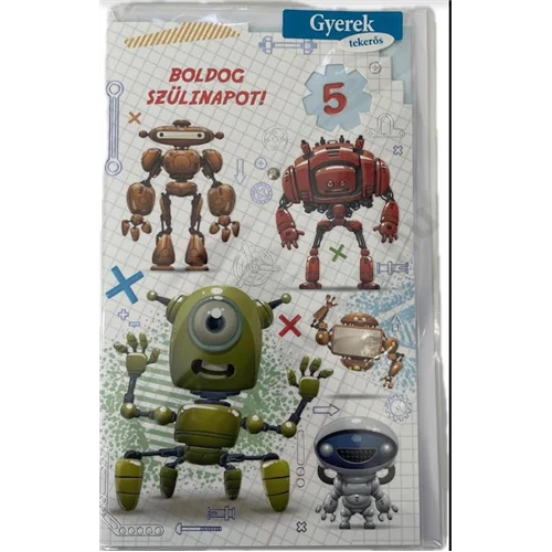 Képeslap 8 ARGUS 17-6049 Szülinap fiús robotok tekerős