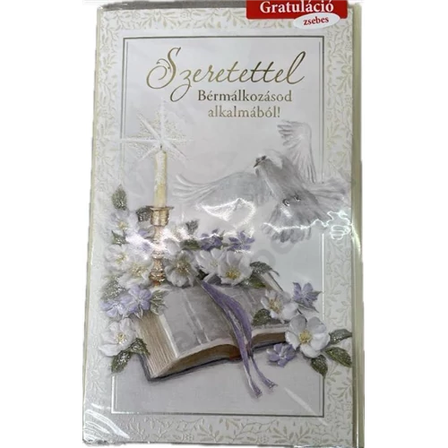 Képeslap 8 ARGUS 19-642 Szeretettel bérmálkozásod alkalmából biblia és galamb