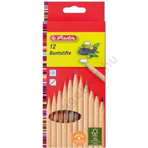 Herlitz színes ceruza / 12 szín, hatszögletű natúrfa