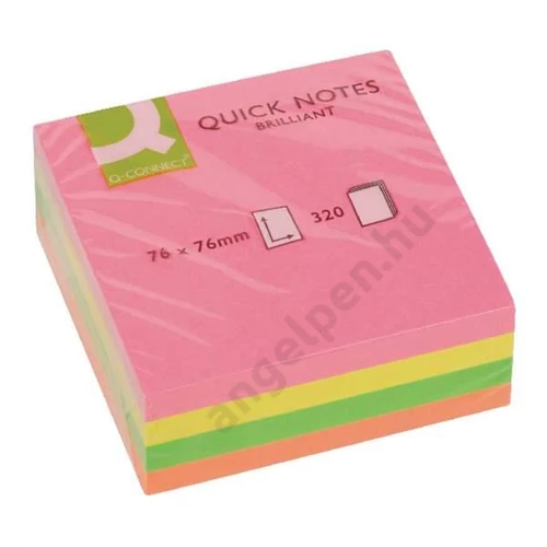 Öntapadós jegyzettömb 76x76mm 320lap neon Q-CONNECT KF01348