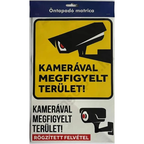 Kamerával megfigyelt terület matrica A/4 Zátonyi