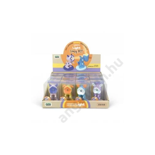 Lámpa LEBEZ Crazy Pet 4 szín 5,2*8*5,2cm 12 db/display 82047