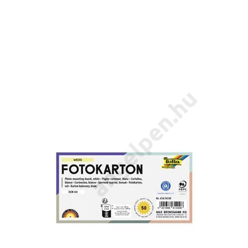 Dekorkarton, 2 oldalas, A4, 300 g, 50 lap, FOLIA, fehér