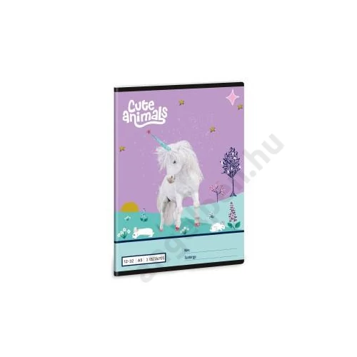 Füzet ARS UNA A/5 12-32 3.o. vonalas Cute animals Unicorn 5448 (25)