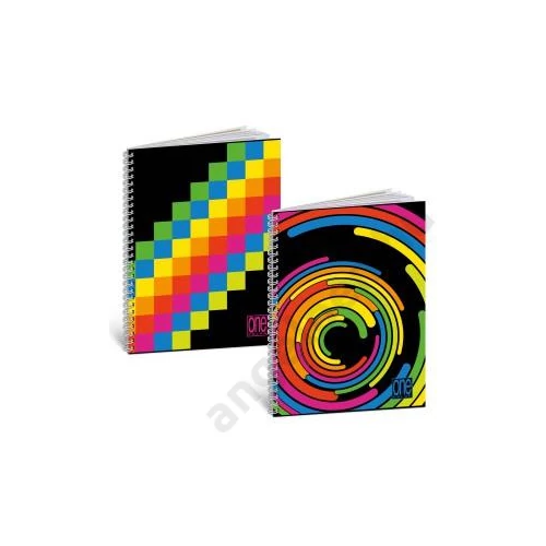 Spirálfüzet BLASETTI One Color Black&Fluo A/4 80g 60l perforált lyukasztott kockás 8464