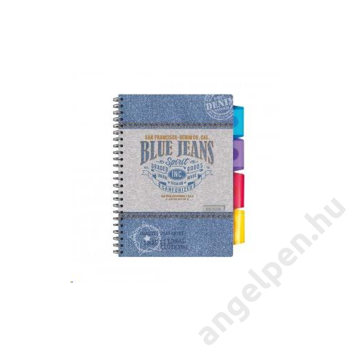 Spirálfüzet ARGUS A/5 100lap PVC fedelű színregiszteres peforált Blue Jeans vonalas  1546-0288