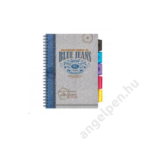 Spirálfüzet ARGUS A/4 80lap PVC fedelű színregiszteres perforált Blue jeans vonalas  1548-0288