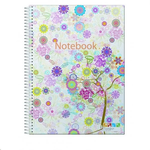 Spirálfüzet ANCOR Notebook A/5 120lap PP borító színregiszteres kockás  68849 TEMPO