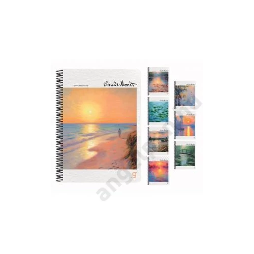 Spirálfüzet GIPTA Monet A/4 kemény borítással 80 lapos kockás 7012