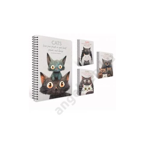 Spirálfüzet GIPTA Cats A/4 karton borítással 80 lapos vonalas 7619
