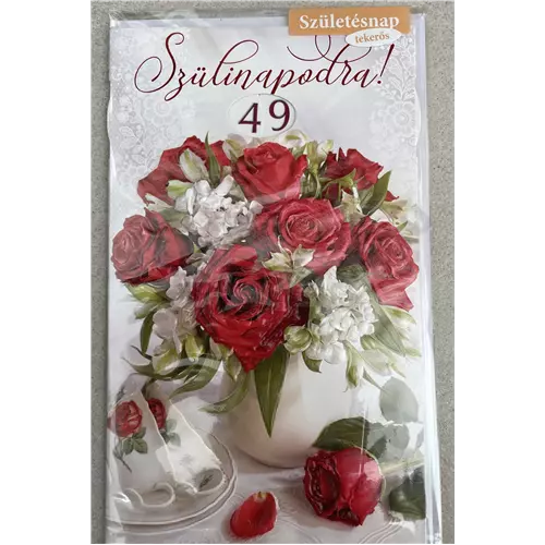 Képeslap ARGUS 9-es tekerős születésnap csészék, virágcsokor