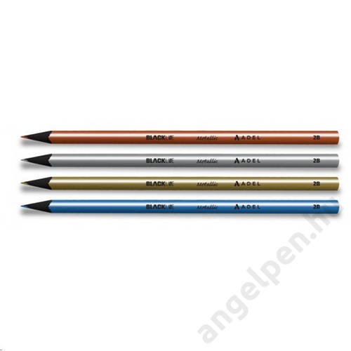 Grafit ceruza ADEL kerek fekete fa 4 metál szín Metalic 2B  2061000006