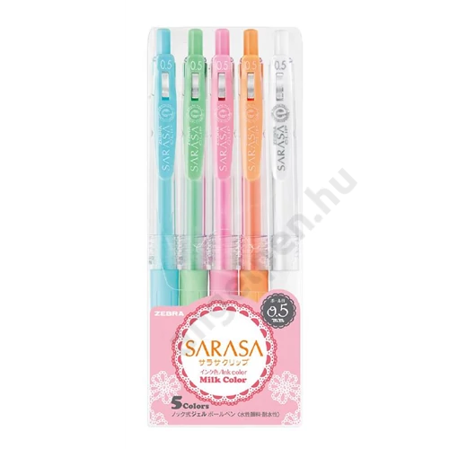 Zseléstoll Zebra Sarasa gél 0,5 clip milk 5db-os szett