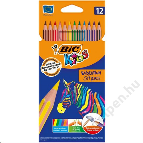 Színes ceruza 12/klt BIC Kids Evolution Stripes hajlékony  950522