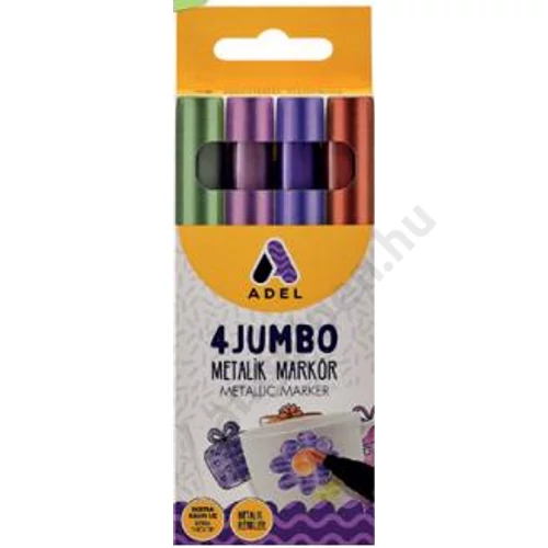Marker ADEL jumbo metallic 4/klt (4,6mm) kerekített végű zöld,rózsa,bronz,lila 2260000017