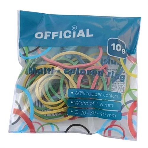 Gumigyűrű Official vegyes méret 10g assorted colours