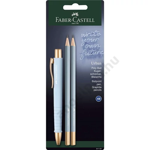 Faber-Castell golyóstoll szett 1db-os POLY BALL URBAN XB-s heggyel + 2db grafitceruza égkék