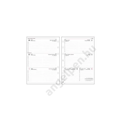 Kalendárium betét SATURNUS 2025.évi M311/F fehér lapos heti