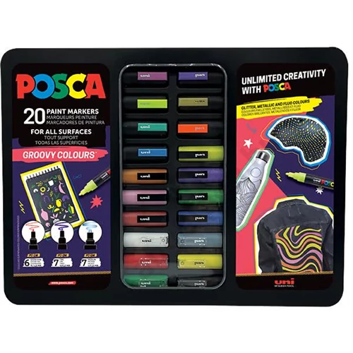 UNI POSCA VEGYES 20DB-OS KÉSZLET GROOVY