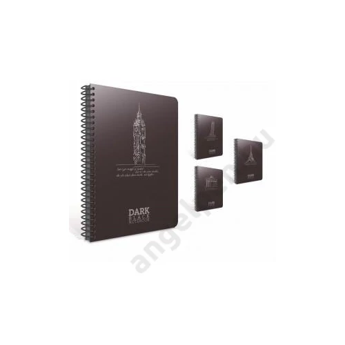Spirálfüzet GIPTA Dark 17x24cm PP borítással 50 lapos sima 2673