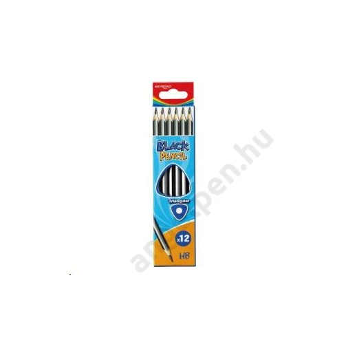 Grafitceruza HB, háromszögletű 12 db/bliszter Keyroad Black