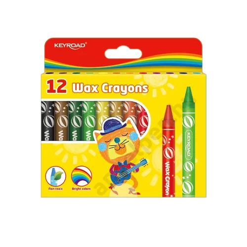 Zsírkréta készlet 11x100 mm 12 db/bliszter Keyroad Wax Crayon vegyes színek