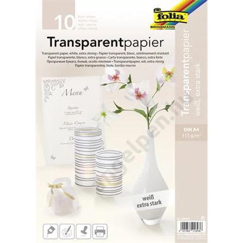 Pauszpapír, A4, 115 g, 10 lap, FOLIA, fehér