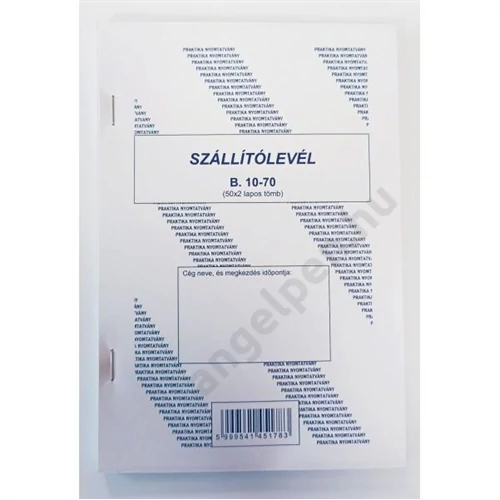 Szállítólevél A/5 (50x2) álló PR. B 10-70/2/V