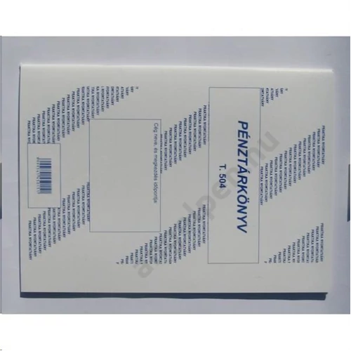 Pénztárkönyv PR. TERV 504/u