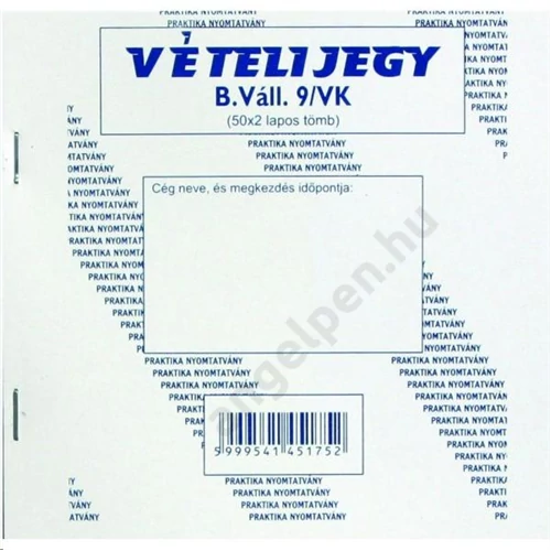 Vételi jegy (50x2) PR. B.váll.9/V