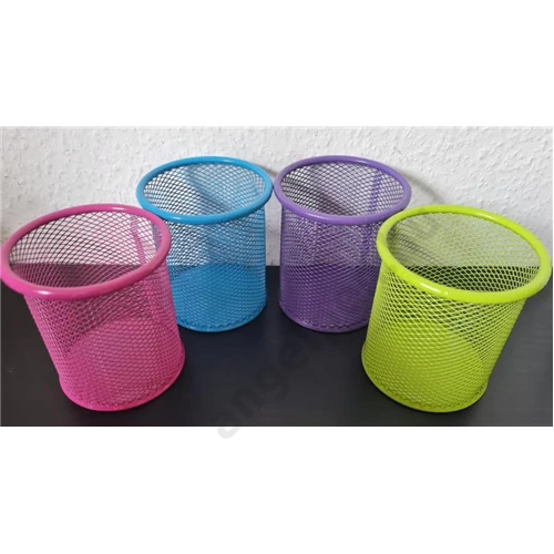 Fémhálós mesh írószertartó színes kerek