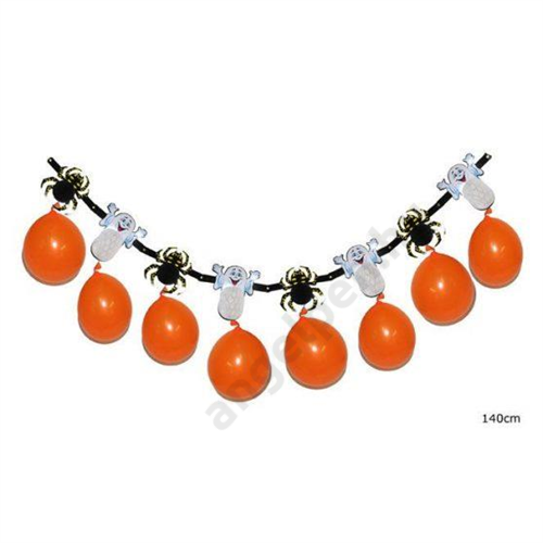 HALLOWEEN GIRLAND, PAPÍR, PÓK-SZELLEM+8 DB LUFI, 140 CM
