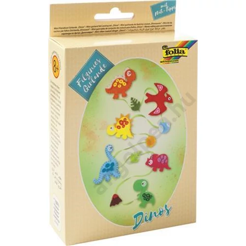 Kreatív mini filc varrókészlet, girland, FOLIA, dinoszaurusz