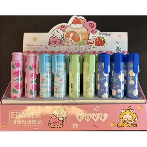 Radír stift nyomógombos  LOVE 36 db/display 1014