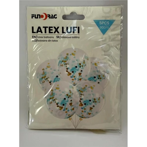 Latex lufi flitteres kék 30 cm 5db/cs