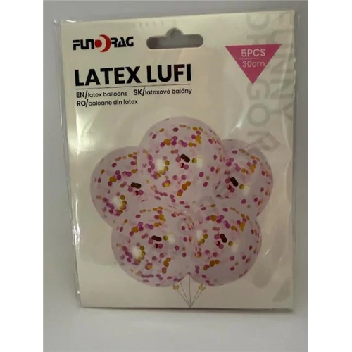 Latex lufi flitteres rózsaszín 30 cm 5db/cs