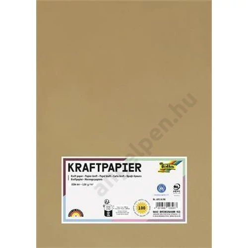 Kraft papír, A4, 120 g, 100 lap, FOLIA