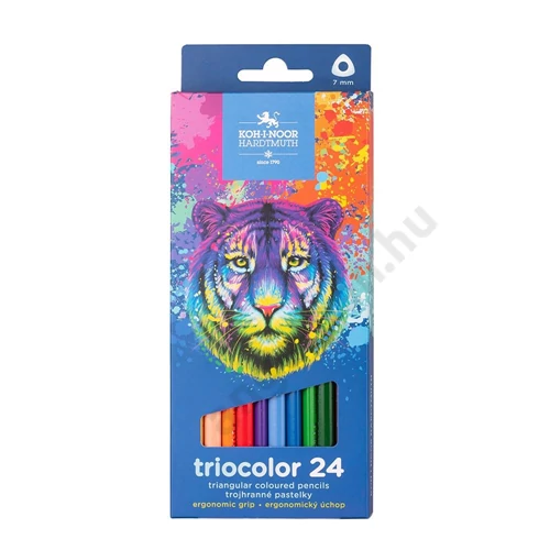 KOH-I-NOOR 3134 SZÍNES CERUZA/24 TIGRIS TRIOCOLOR HÁROMSZÖGLETŰ 7MM