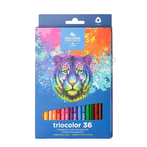 KOH-I-NOOR 3136 SZÍNES CERUZA/36 TIGRIS TRIOCOLOR HÁROMSZÖGLETŰ 7MM