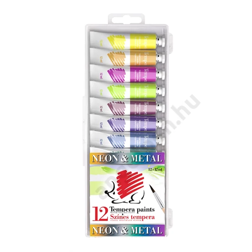 ICO SÜNI TEMPERA/12 TUBUSOS METÁL ÉS NEON SZÍNEK (8 METÁL, 4 NEON) 12 ML/TUBUS