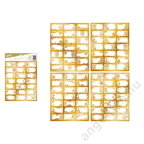 Ajándékkísérő címke karácsonyi öntapadós arany 200x300mm (21db) MFP